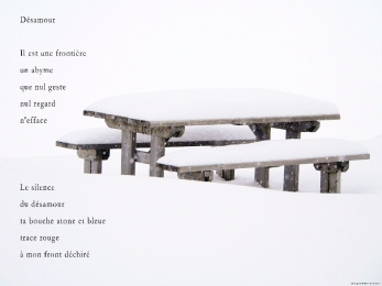 Table de Pique-nique sur le Mont Salève, Haute-Savoie. Poème sur la séparation.