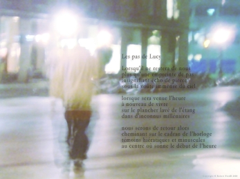 Place de la Cité, devant chez Jean-Luc  Genève. Quatre heures du matin. Poèmes aux empruntes de pas fossiles.