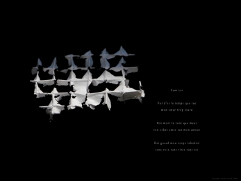 Feuille de papier tombée sur un filet. Quai du Seujet, Genève. Poème  la séparation.