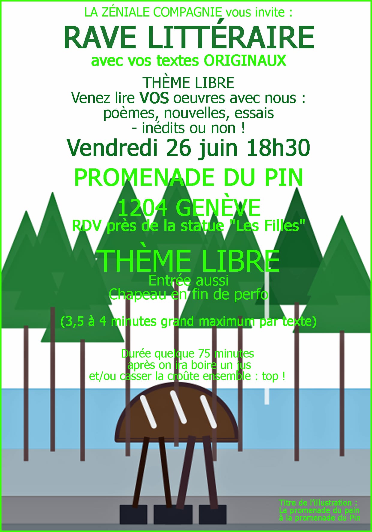 Rave poétique à la Promenade du Pin, 1204 Genève, le vendredi 26 juin 2026 à 18h30